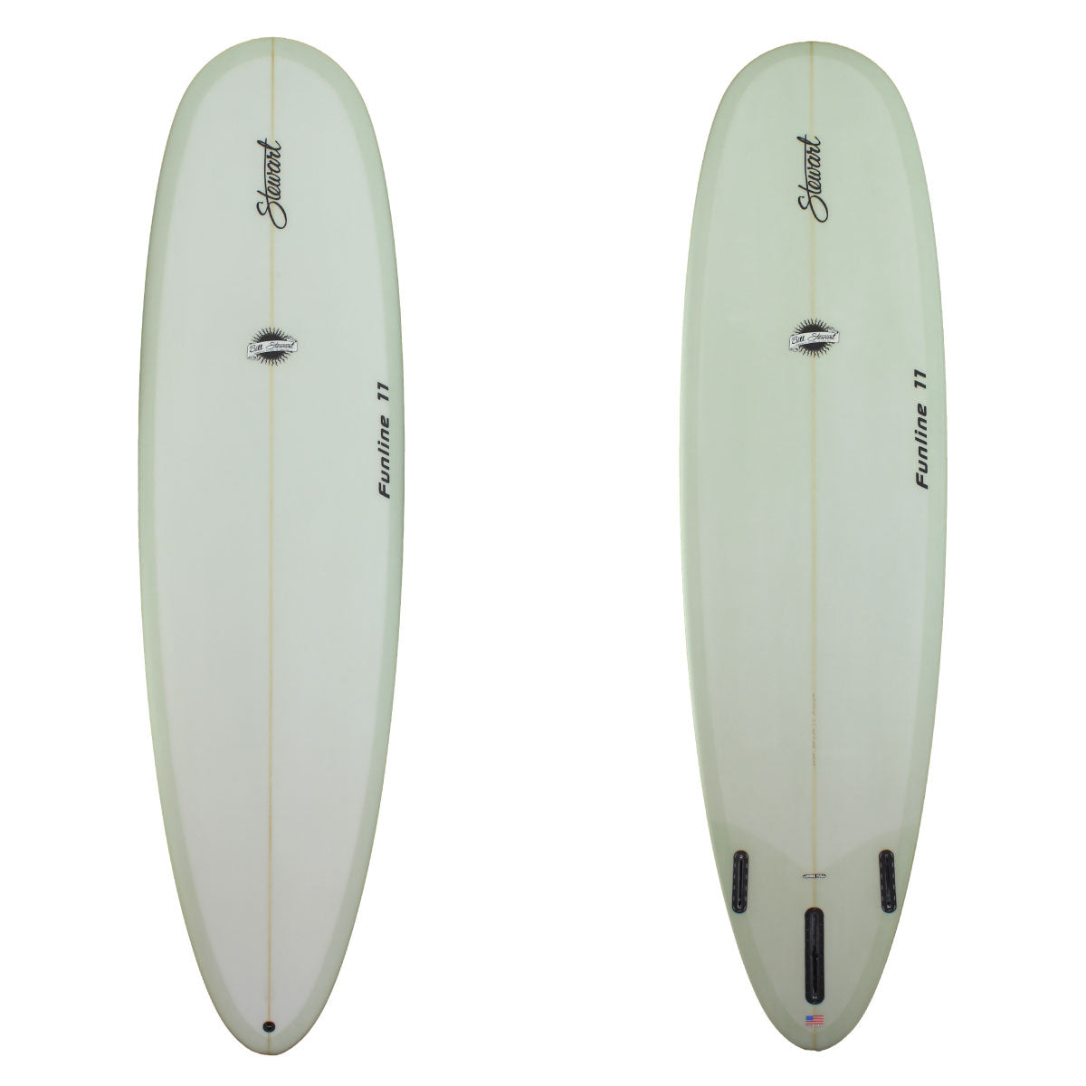 deck and bottom view of stewart funline with grey resin tint