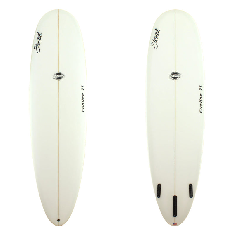 Stewart Surfboards 7'6 FUNLINE 11 with clear white deck and bottom