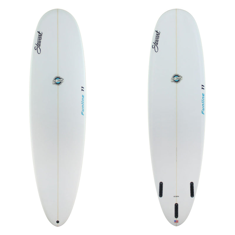 funline 11 mid length with clear glassjob and teal logos 