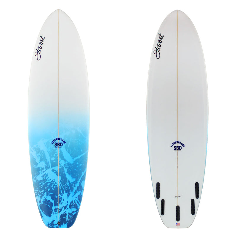 stewart fartknocker shortboard with blue fartknocker spray 