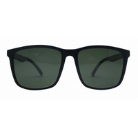 Black sunglasses with dark lenses on a white background