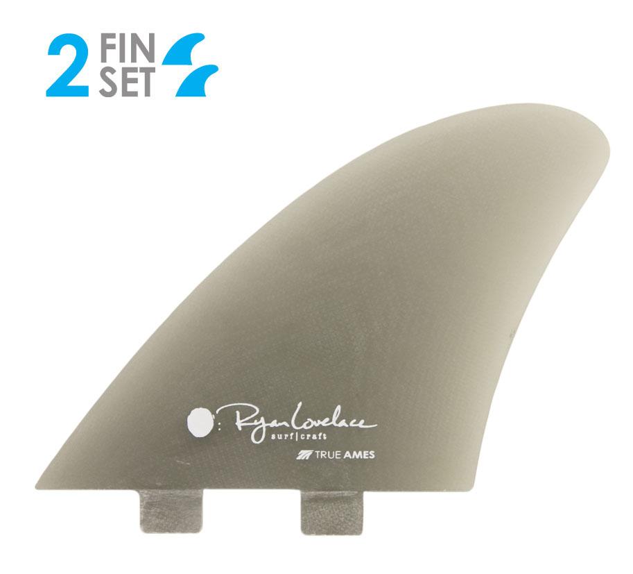 Surfboard fin with 'Ryder Lovelace' branding on a white background