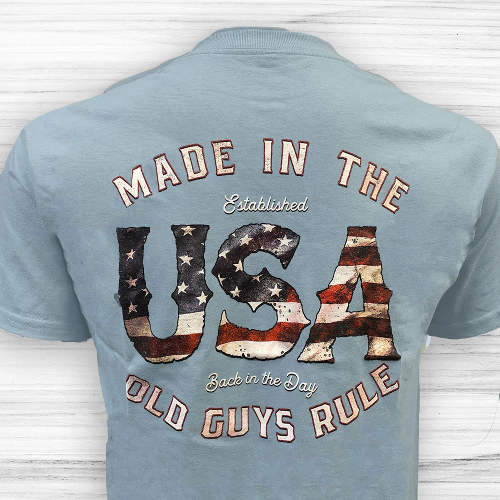 OLD GUYS RULE - STONE BLUE MADE IN USA T-SHIRT