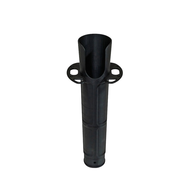 Black plastic fitting on a white background