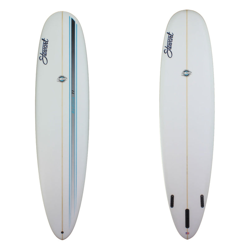 9'0" Redline 11 Stewart Longboard (9'0", 23 1/4", 3") B#127731 with Black, Gray and Blue Racing Stripe on the Deck