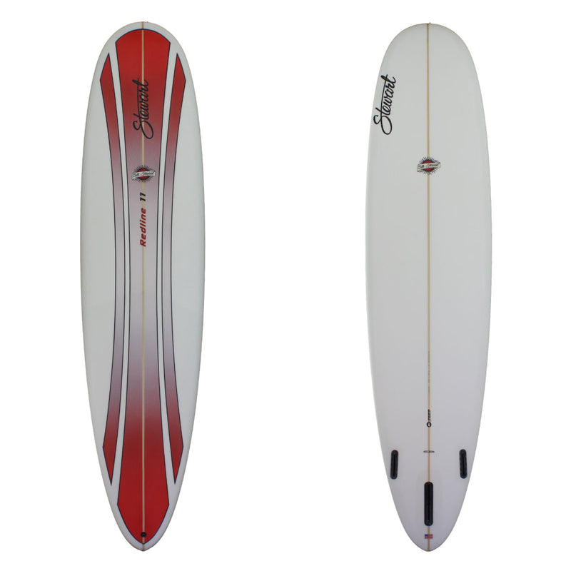 top and bottom view of stewart redline 11 with purple and red sprayed deck