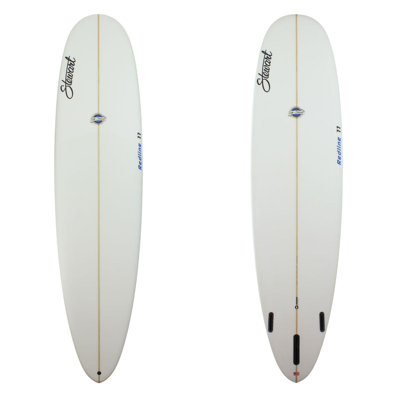 Stewart 9'0" Redline 11 Longboard with clear deck and bottom with blue logos(9'0", 24 1/2", 3 1/2") B#127600