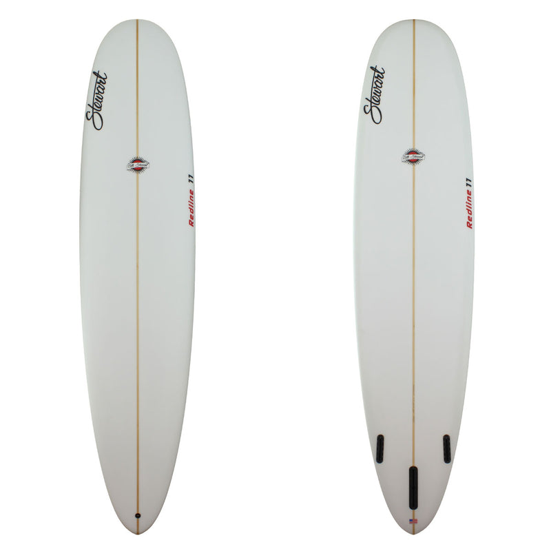 Stewart 9'0" Redline 11 Longboard with clear deck and bottom with red logos (9'0", 23", 3") B#127524