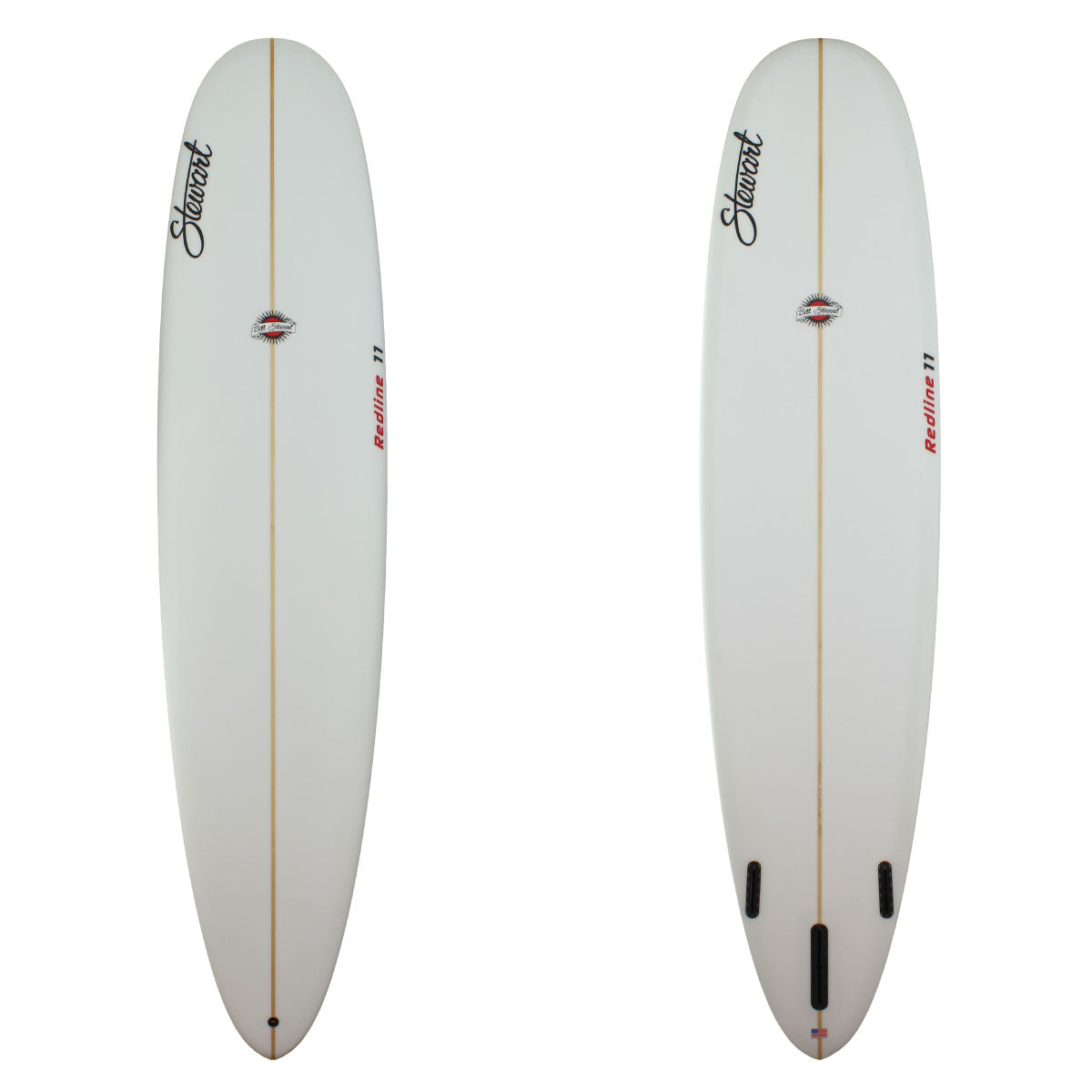 Stewart 9'0" Redline 11 Longboard with clear deck and bottom with red logos (9'0", 23", 3") B#127524