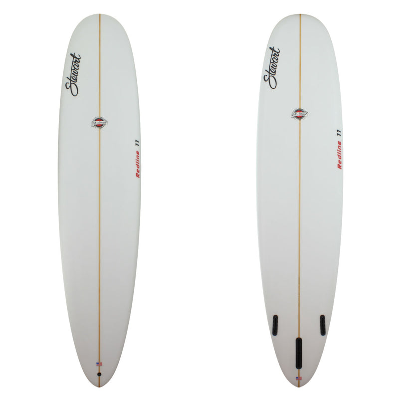 Stewart 9'0" Redline 11 Longboard with clear deck and bottom with red logos (9'0", 22 3/4", 2 7/8") B#127561