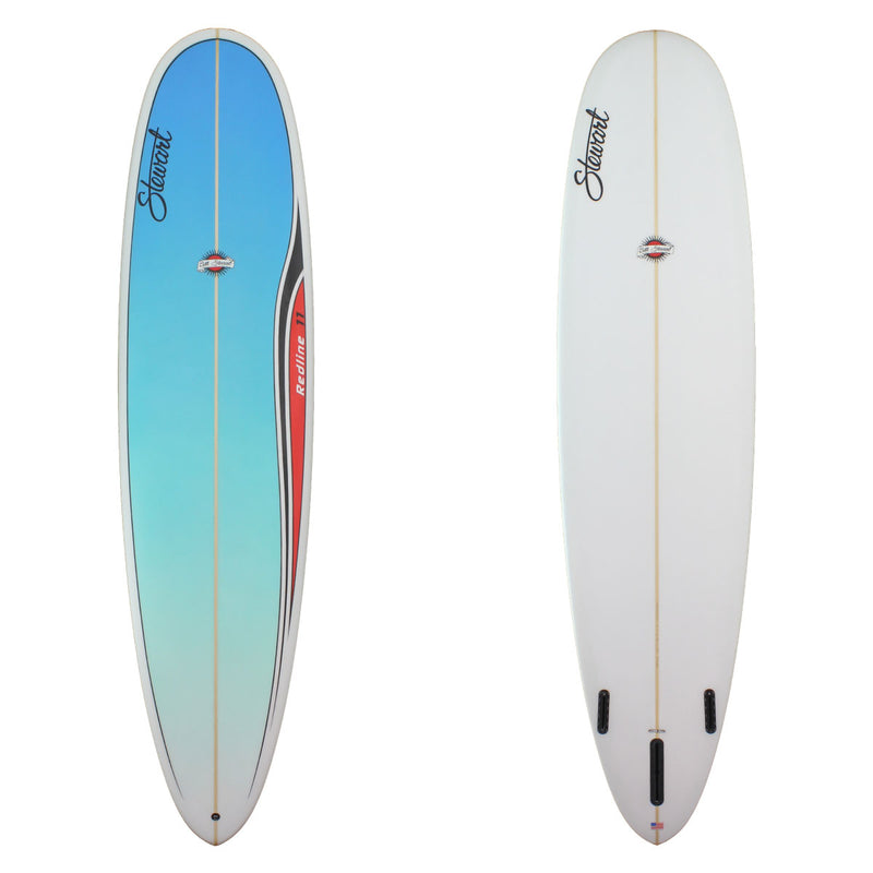 stewart redline 11 with a blue deck fade and black and red curve panel on right rail