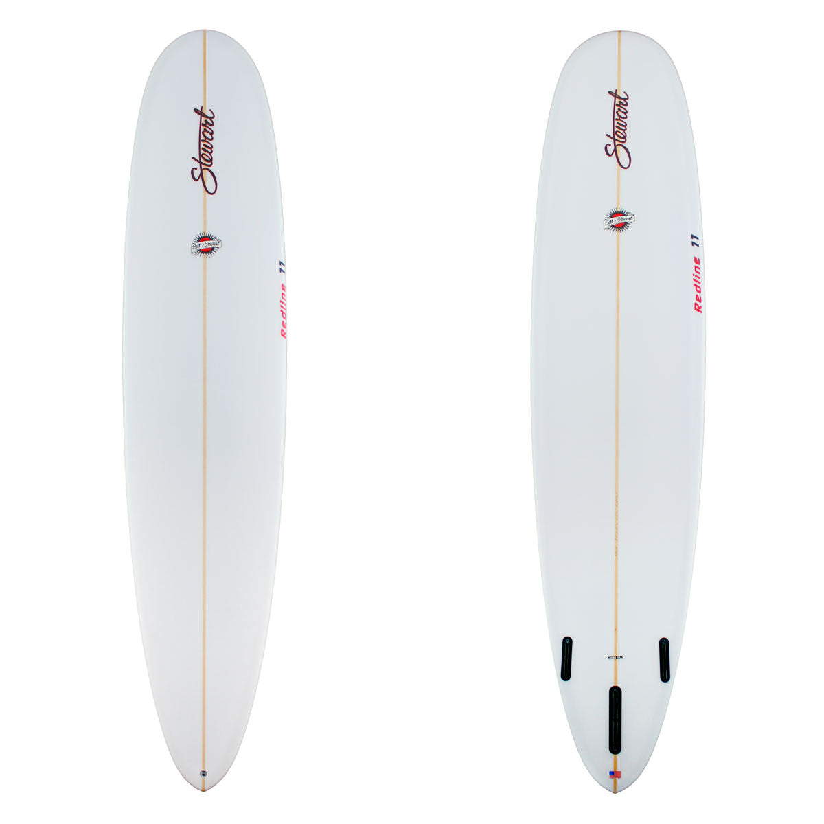 stewart redline 11 longboard with clea glass red logo