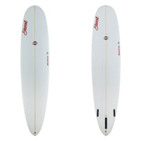 stewart redline 11 longboard with red logos and clear glassjob