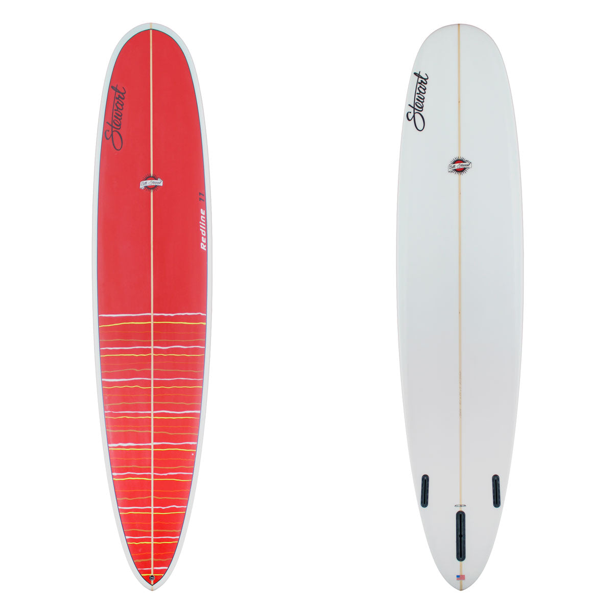 9'0" Redline 11 (9'0", 23", 3") B#128898 with red deck panel and white and yellow stripes