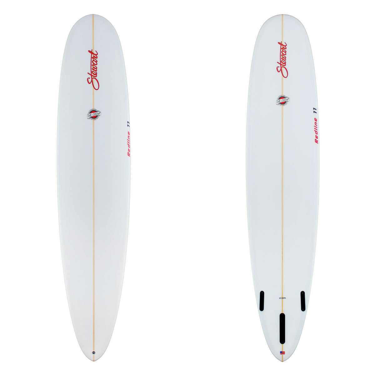 stewart redline 11 longboard with clear glassjob and red logos