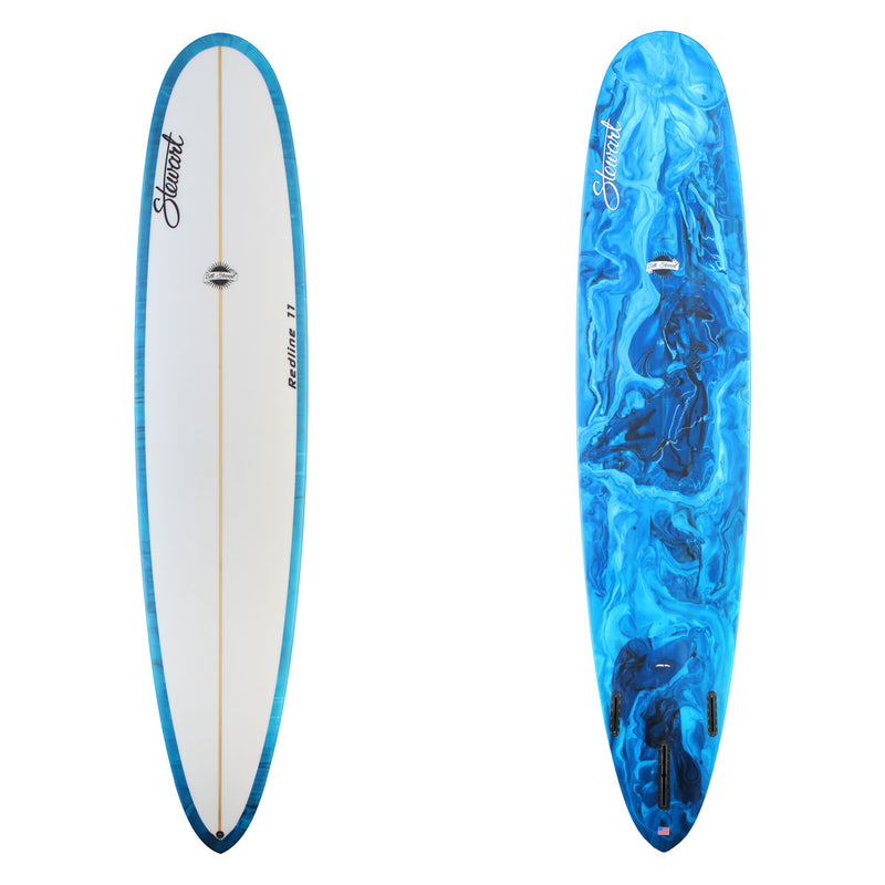 Stewart Longboard 9'0" Redline 11 (9'0", 23", 3 1/4") B#128967 with navy and dark blue resin swirl on the bottom and rails 