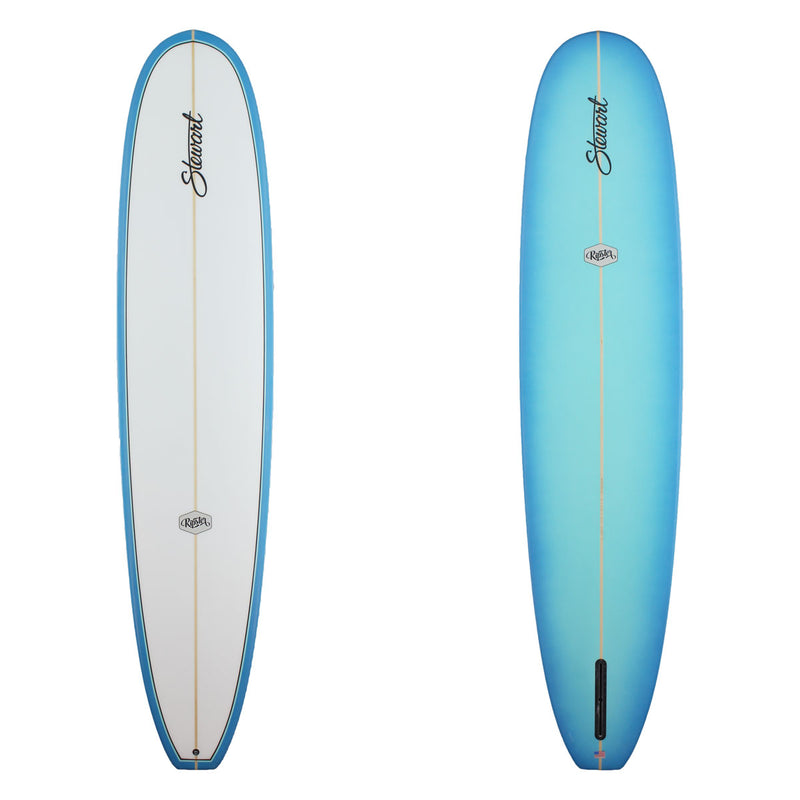 Stewart Longboard 9'2" Ripster (9'2", 23 1/2", 3") B#128674 with blue fade on the bottom and rails