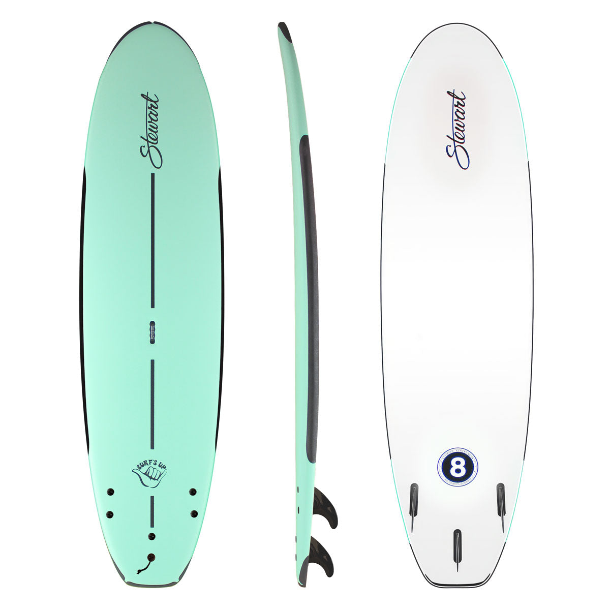 8'0 SURF'S UP SOFT TOP SURFBOARD - 8'0 X 25 1/2" X 3 3/4"