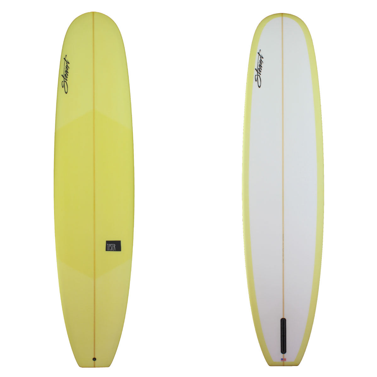 deck and bottom view of stewart tipster with yellow deck