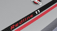 detail view of the EVA foam on the deck of the Stewart HydroCush Redline 11 soft top longboard surfboard with grey, black, and red stripes