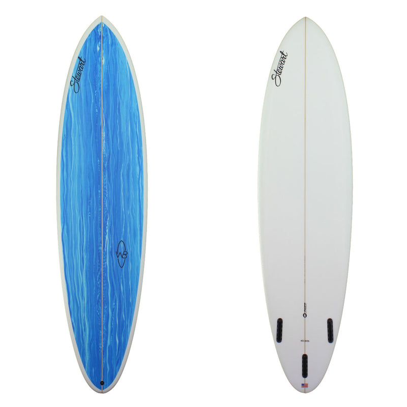 deck and bottom of stewart wild bill with blue paint swirls