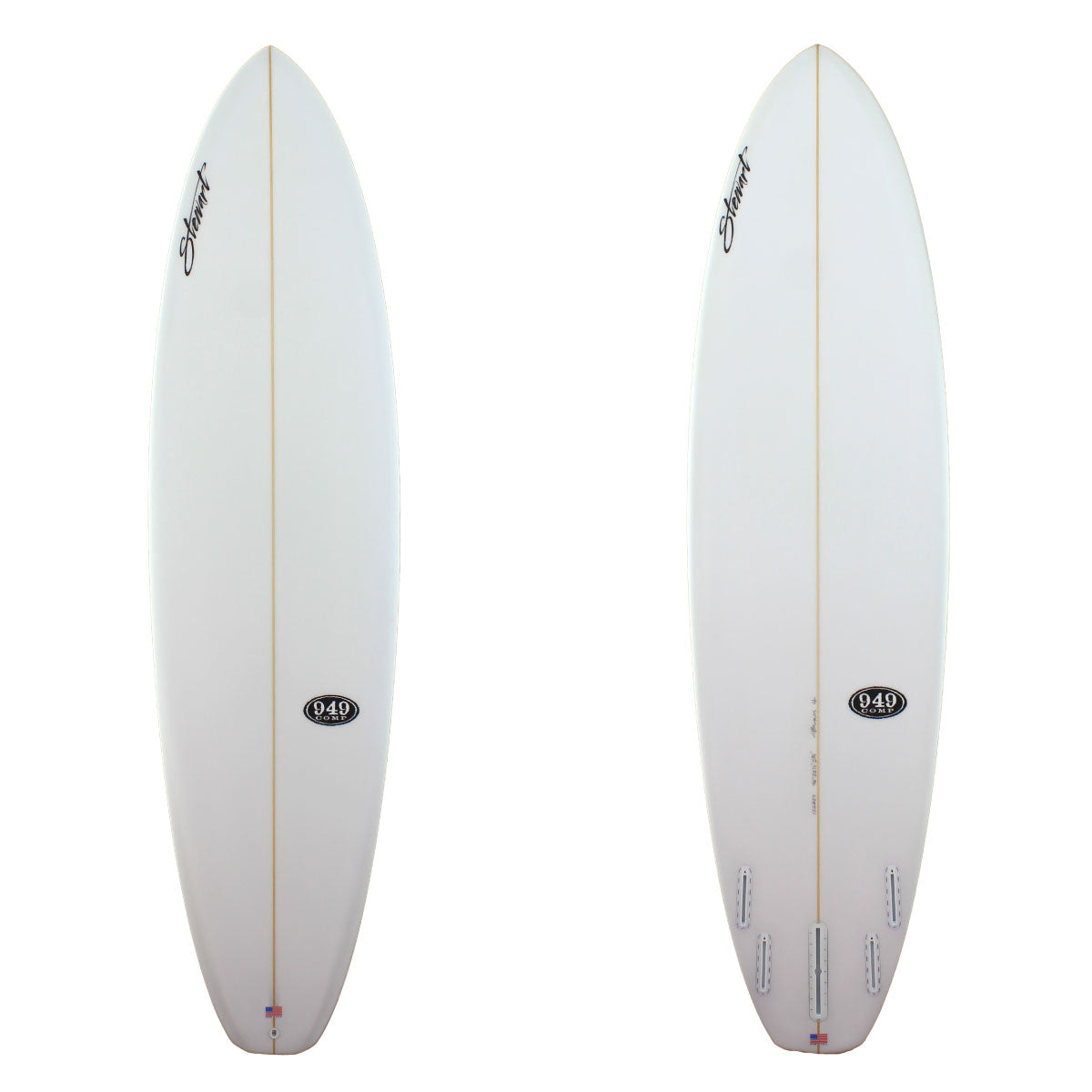 Stewart Surfboards 7'6" 949-Comp with clear white deck and bottom