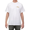 Product shot of Trestles S/S T-shirt white (front view) on guy on white background