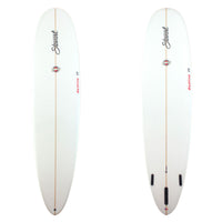 Stewart Surfboards Redline 11 longboard (9'0", 23 3/4", 3 1/2") with clear white deck and bottom