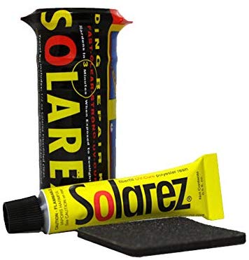 A product image showing the SOLAREZ WEENIE KIT - POLY, which includes a yellow tube labeled Solarez and a black sanding pad.