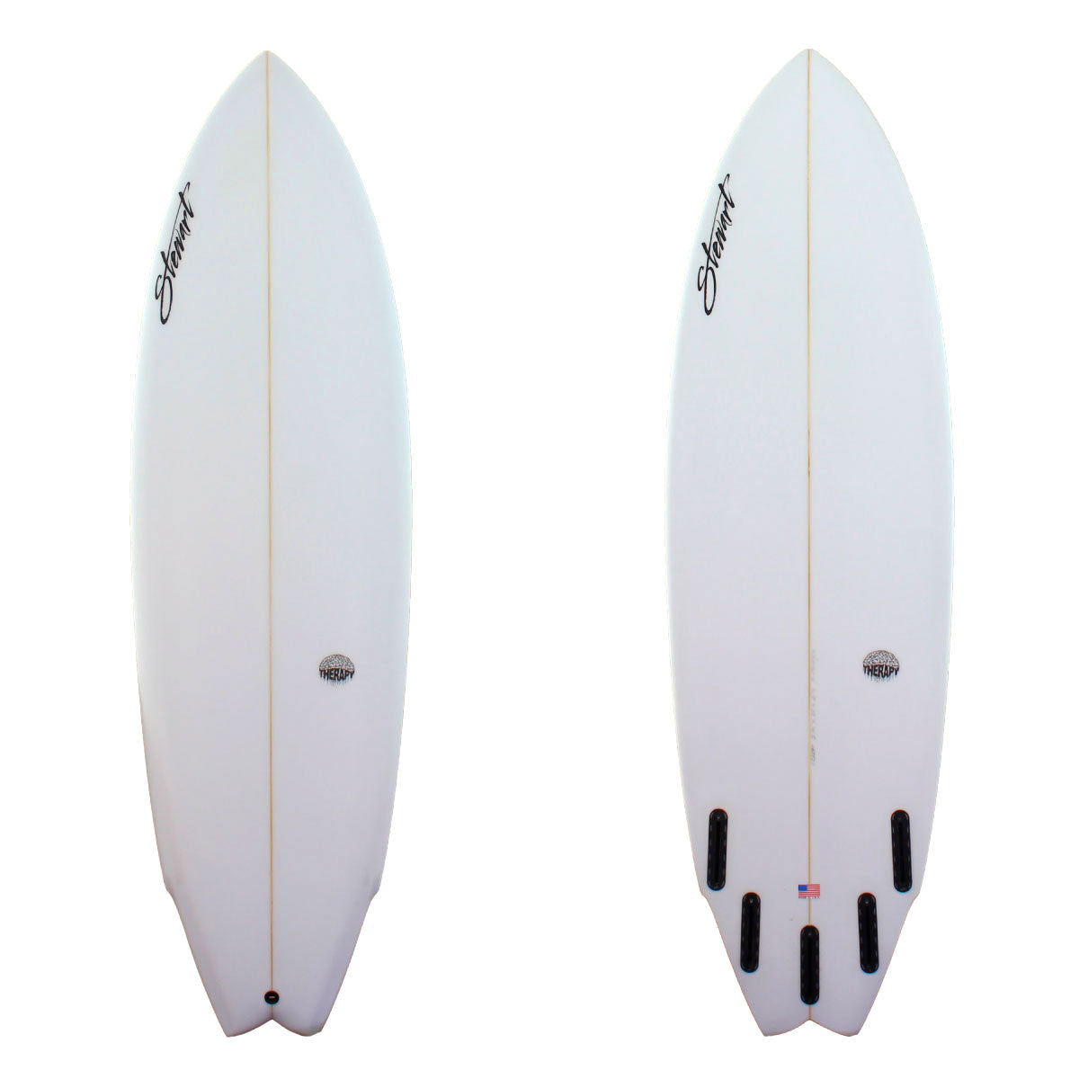 Stewart Surfboards 5'10" Therapy shortboard with clear white deck and bottom