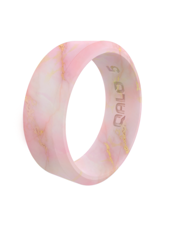 QALO WOMEN'S STANDARD METALLIC MARBLE MODERN SILICONE RING