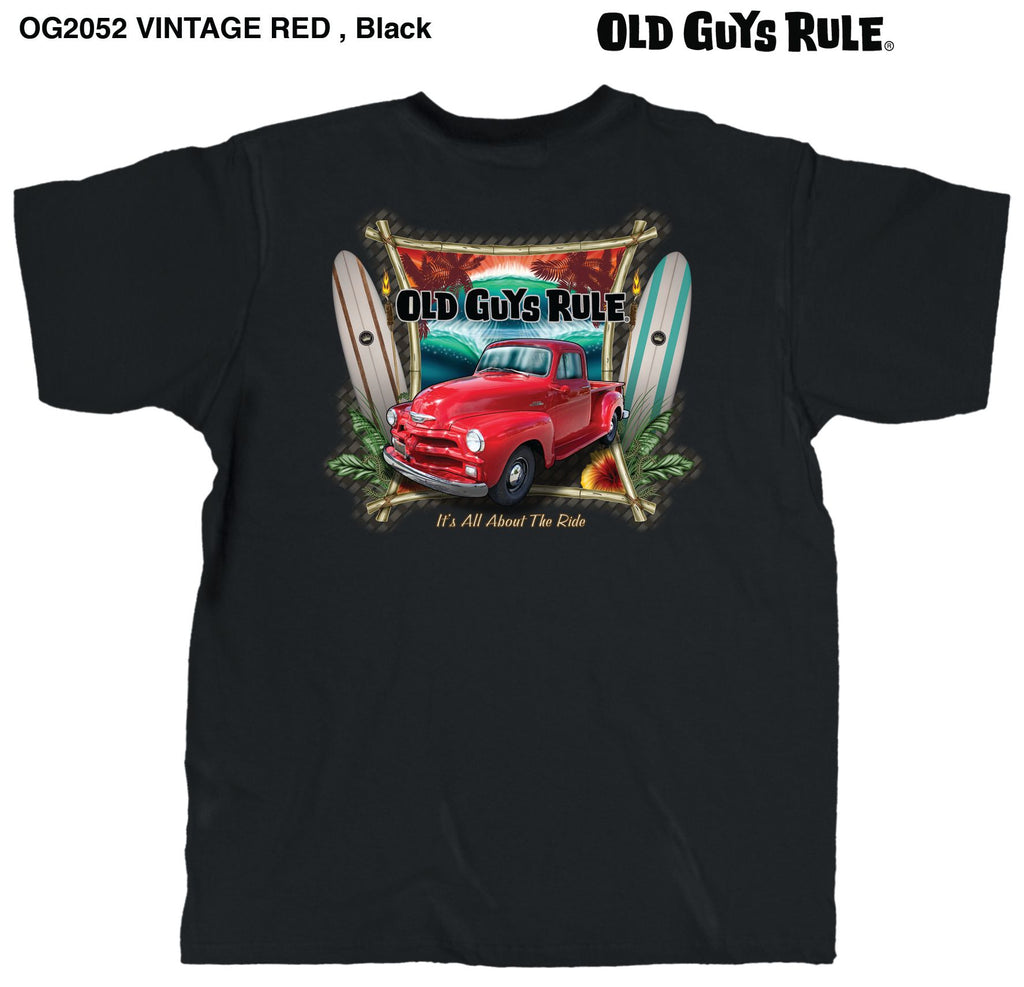 OLD GUYS RULE -  VINTAGE RED T-SHIRT
